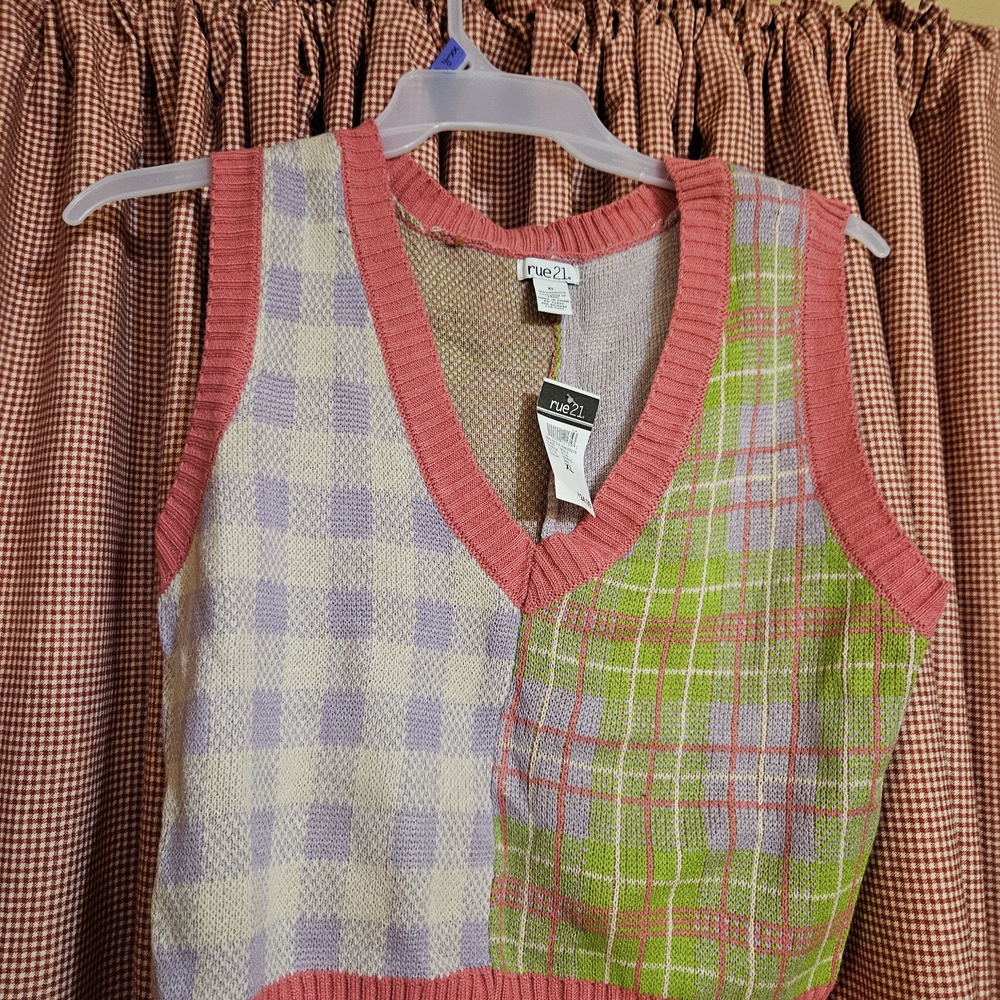 Rue 21 Colorful Patchwork Knit Vest